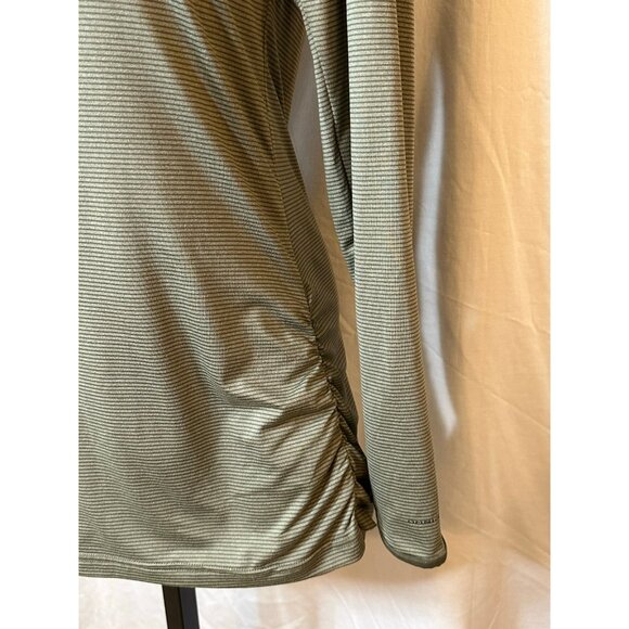 Cozy Columbia Olive Stripe Long Sleeve Top M • Outdoorsy Layering Must-Have - Picture 4 of 7